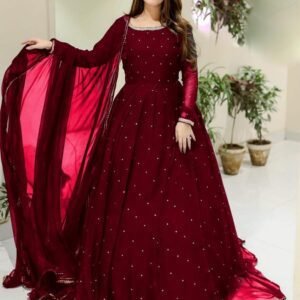 3 Pcs Embroidered Women stitched Maxi Chiffon Sequins