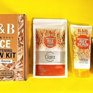 B&B Rice Facial Kit 3 in 1 Organic Brightening Glow Korean Face Scrub + Wash + Mask