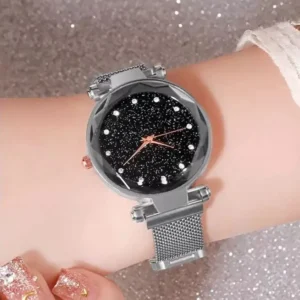 Women Mesh Magnet Buckle Starry Sky Luxury Fashion Analog Watches for Girls - 2024 Model - Magnetic Strip/Chain - College/Office