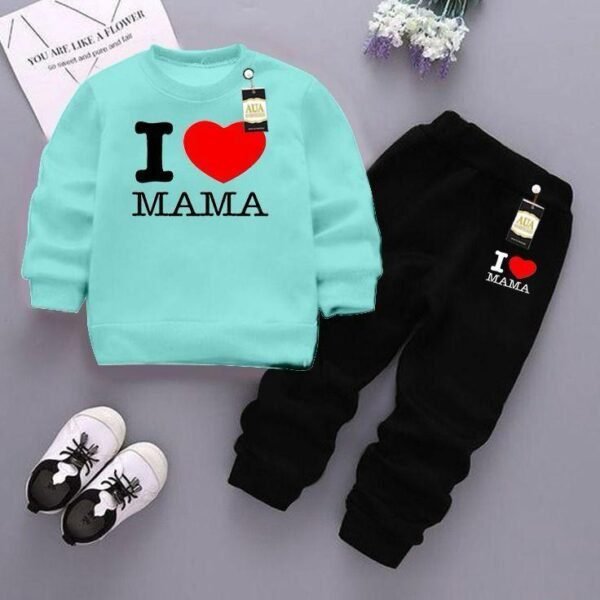 2 pcs childrens fleece printed sweatshirt tracksuit