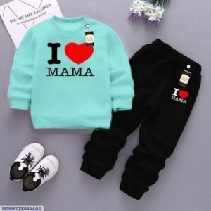 2 pcs childrens fleece printed sweatshirt tracksuit