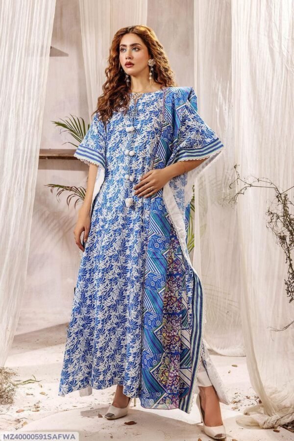 Safwa - 3 Pcs Digital Printed Doria Lawn